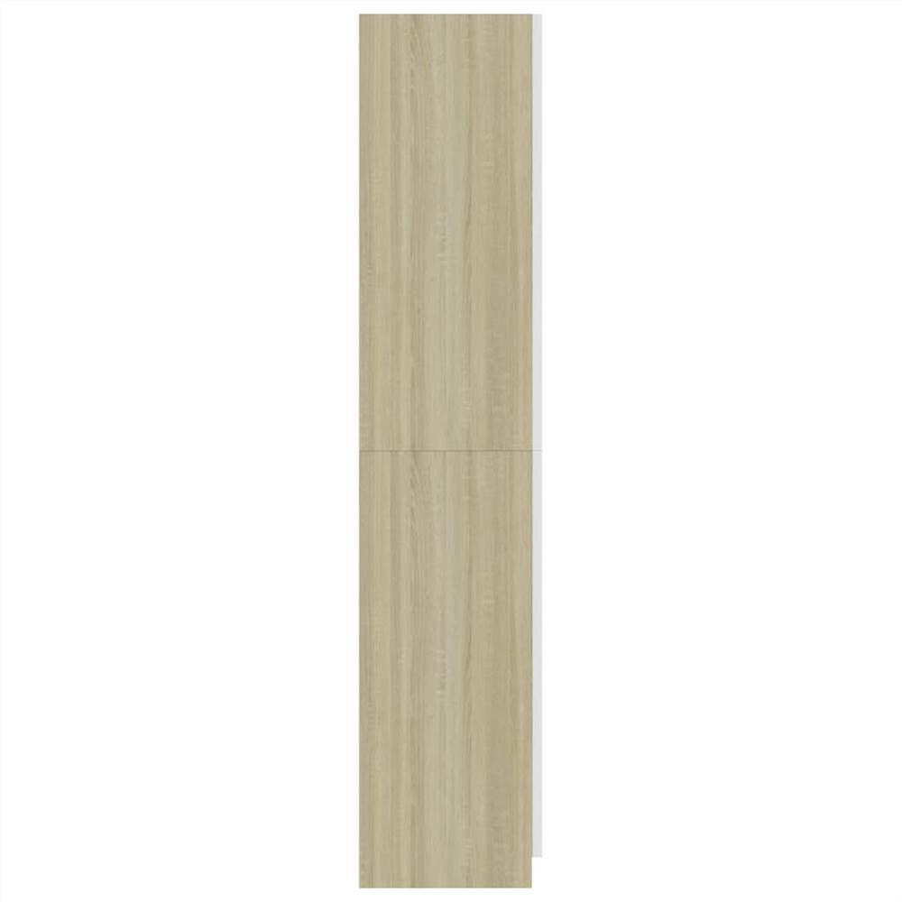 3-Door Wardrobe White and Sonoma Oak 120x50x180 cm Chipboard