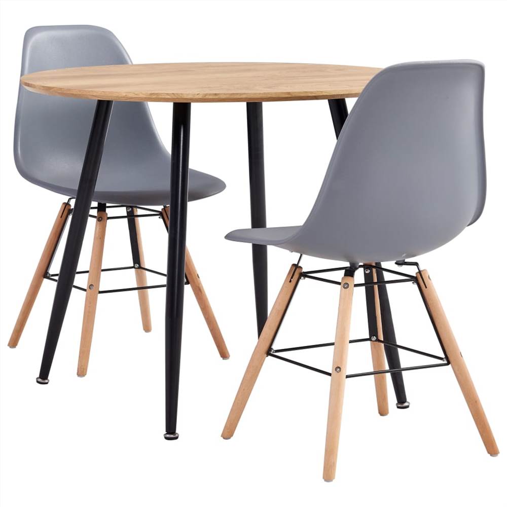 

3 Piece Dining Set Plastic Grey