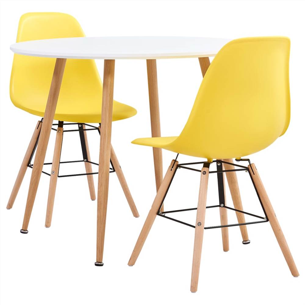 

3 Piece Dining Set Plastic Yellow