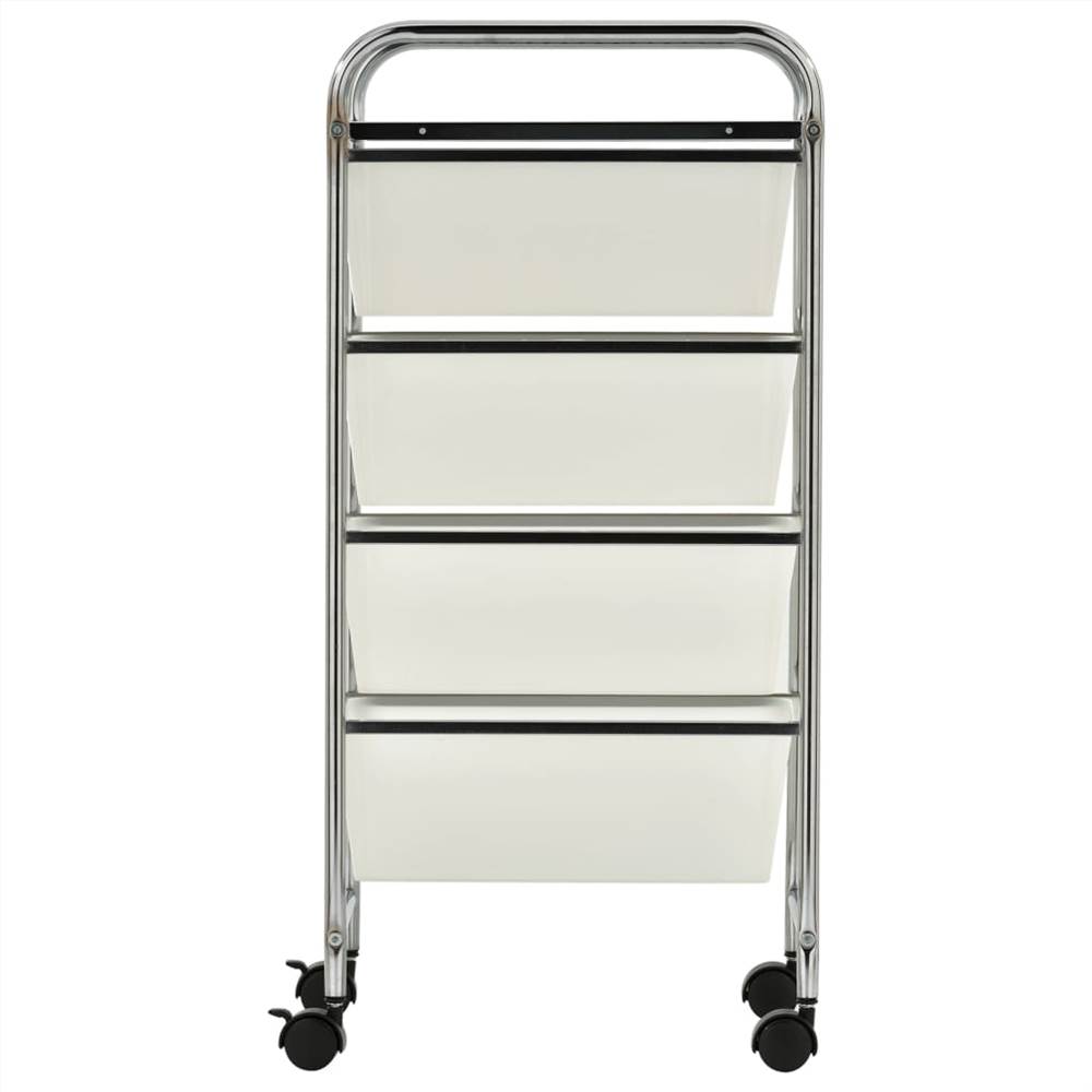 4-Drawer Mobile Storage Trolley White Plastic