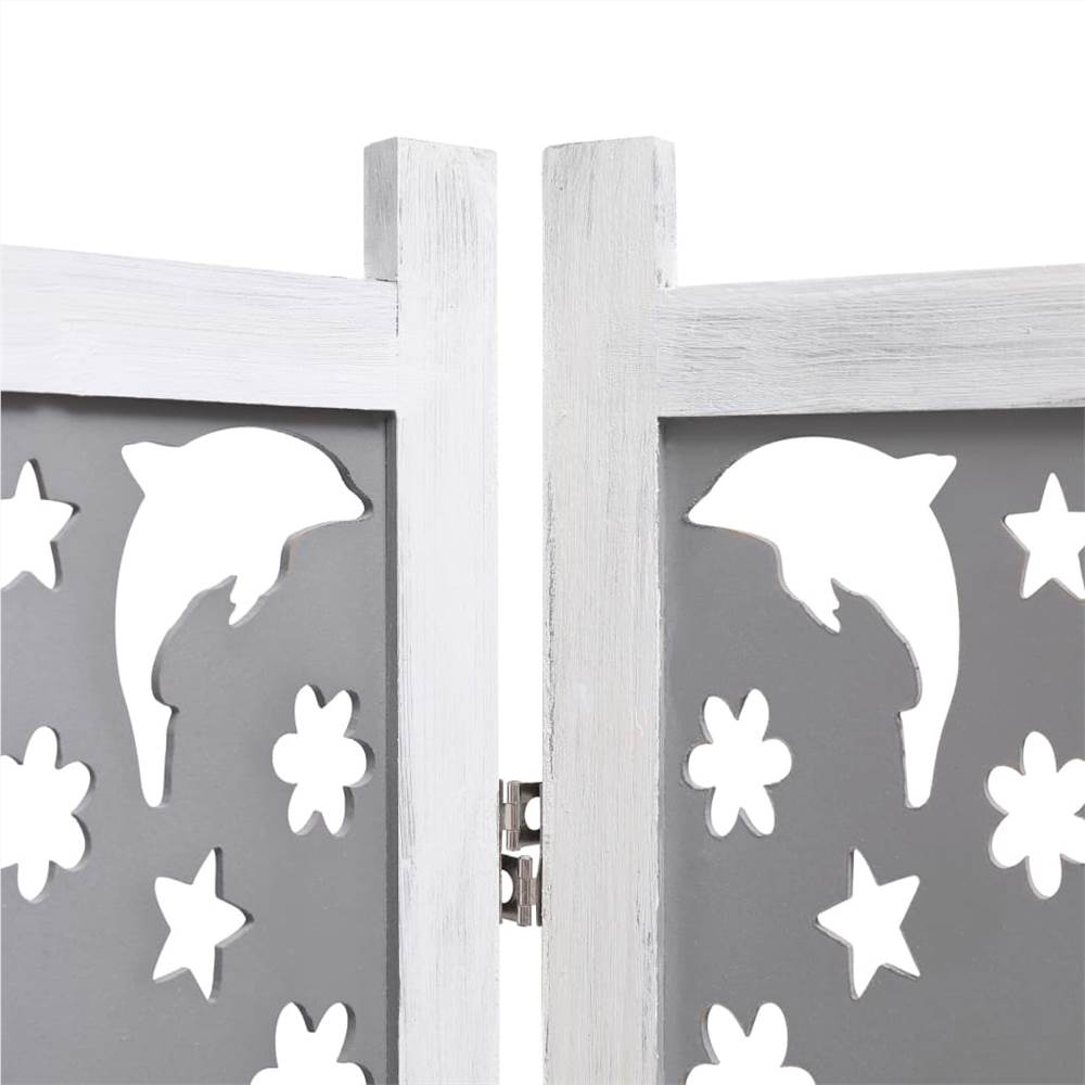 4-Panel Room Divider Grey 140x165 cm Solid Wood