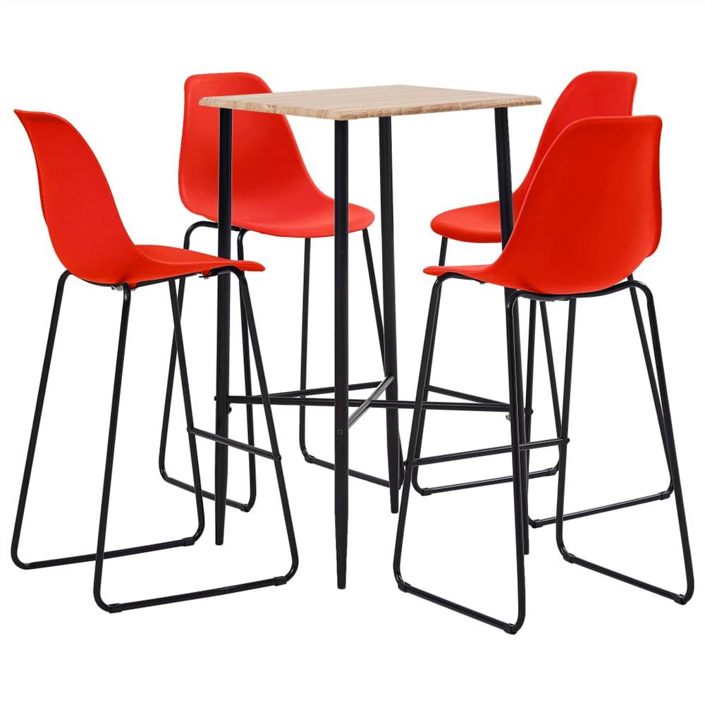 

5 Piece Bar Set Plastic Red