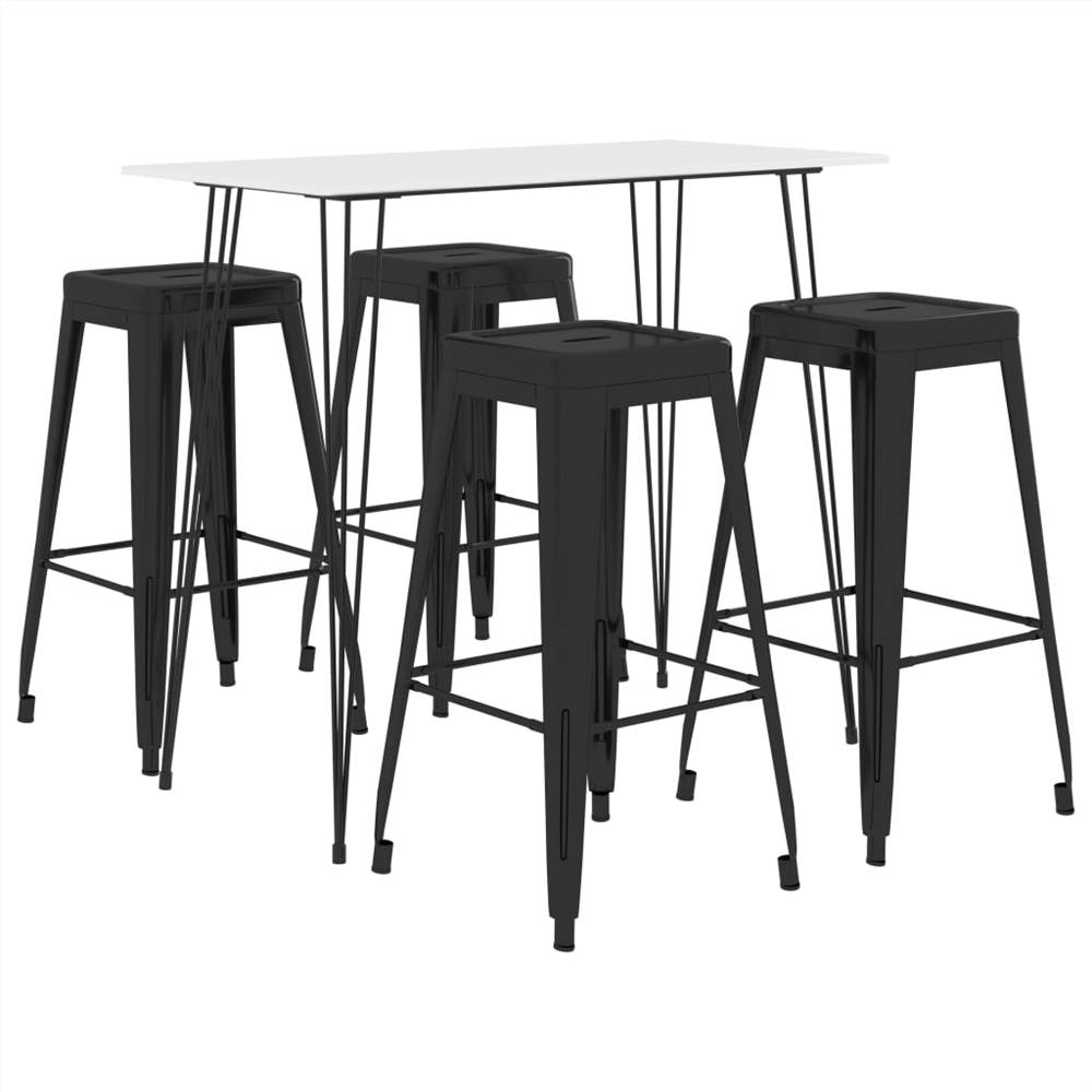 

5 Piece Bar Set White and Black