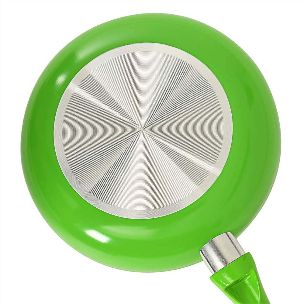 5 Piece Frying Pan Set Green Aluminium