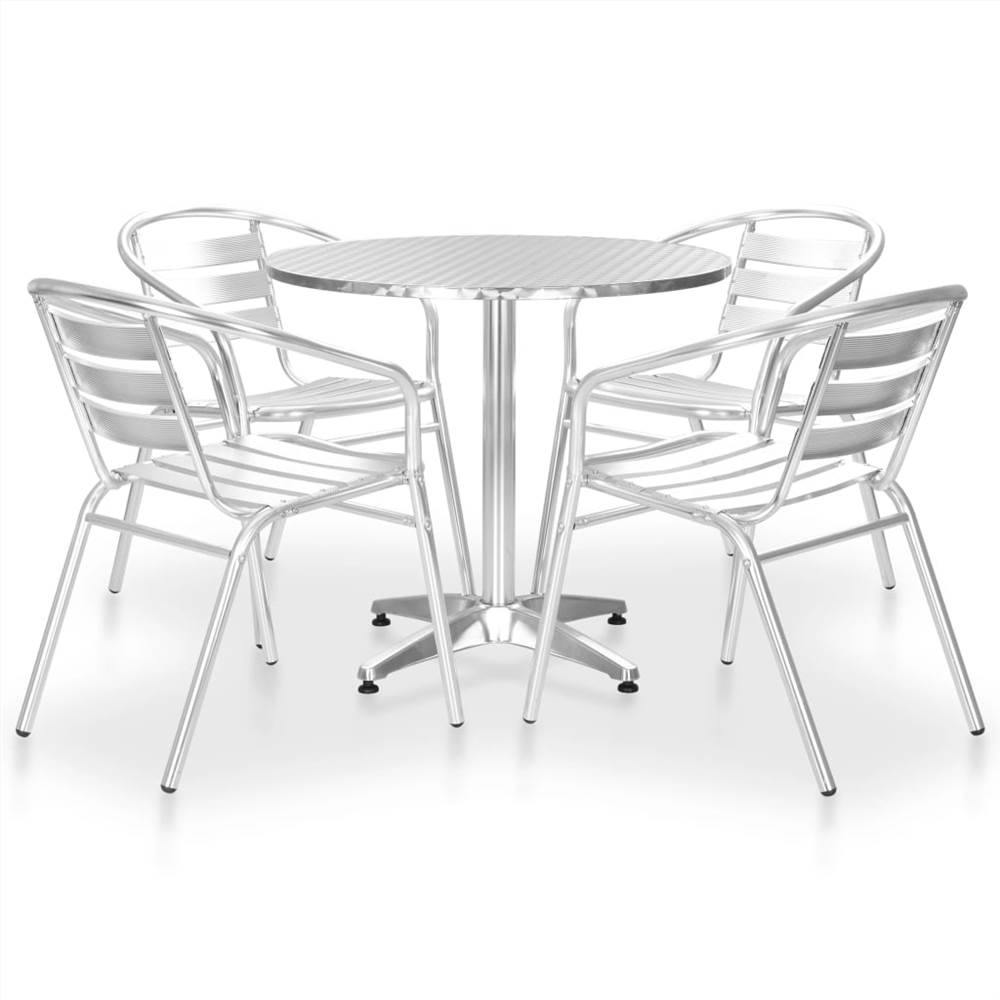 

5 Piece Outdoor Dining Set Aluminium Silver