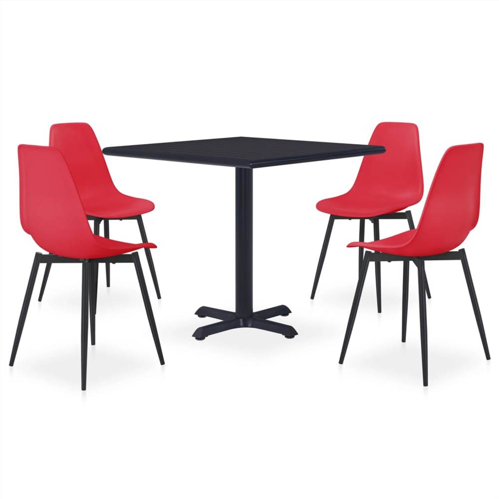 

5 Piece Outdoor Dining Set Metal and PP Red
