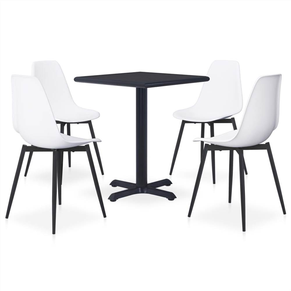 

5 Piece Outdoor Dining Set Metal and PP White