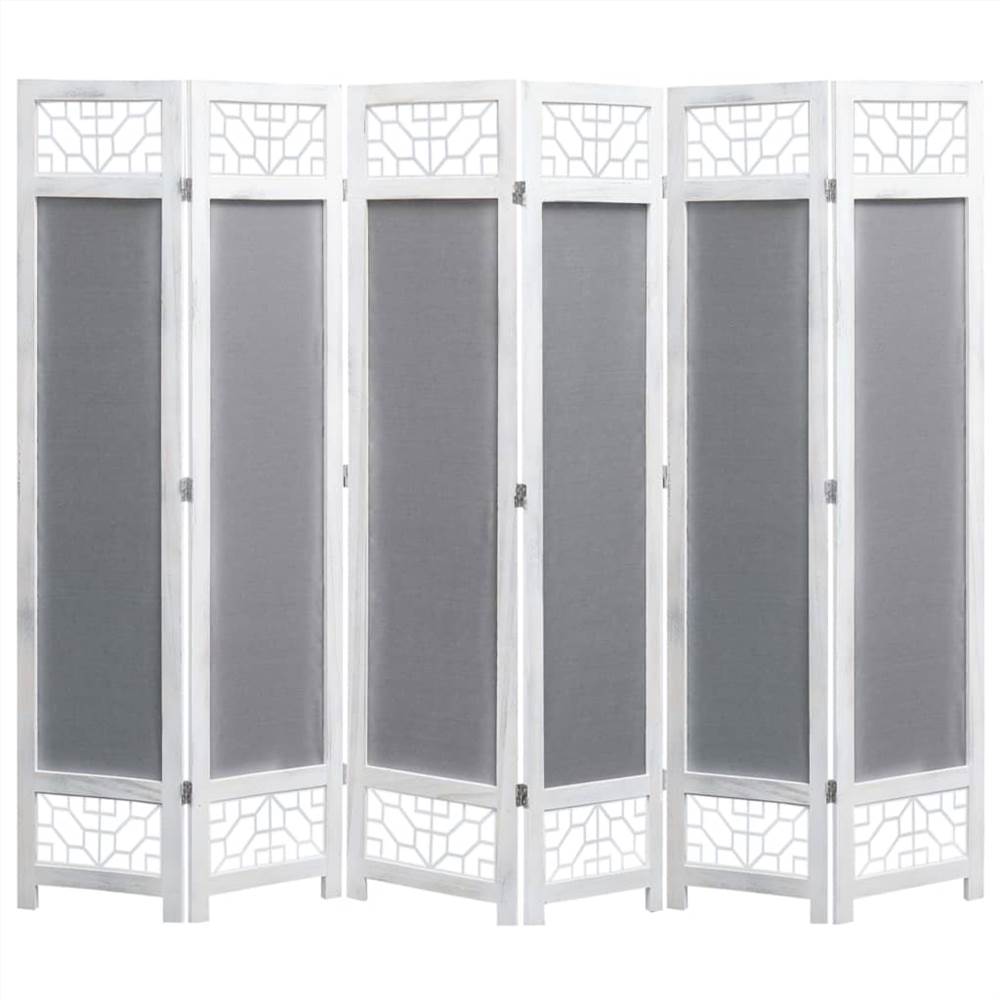 

6-Panel Room Divider Grey 210x165 cm Fabric