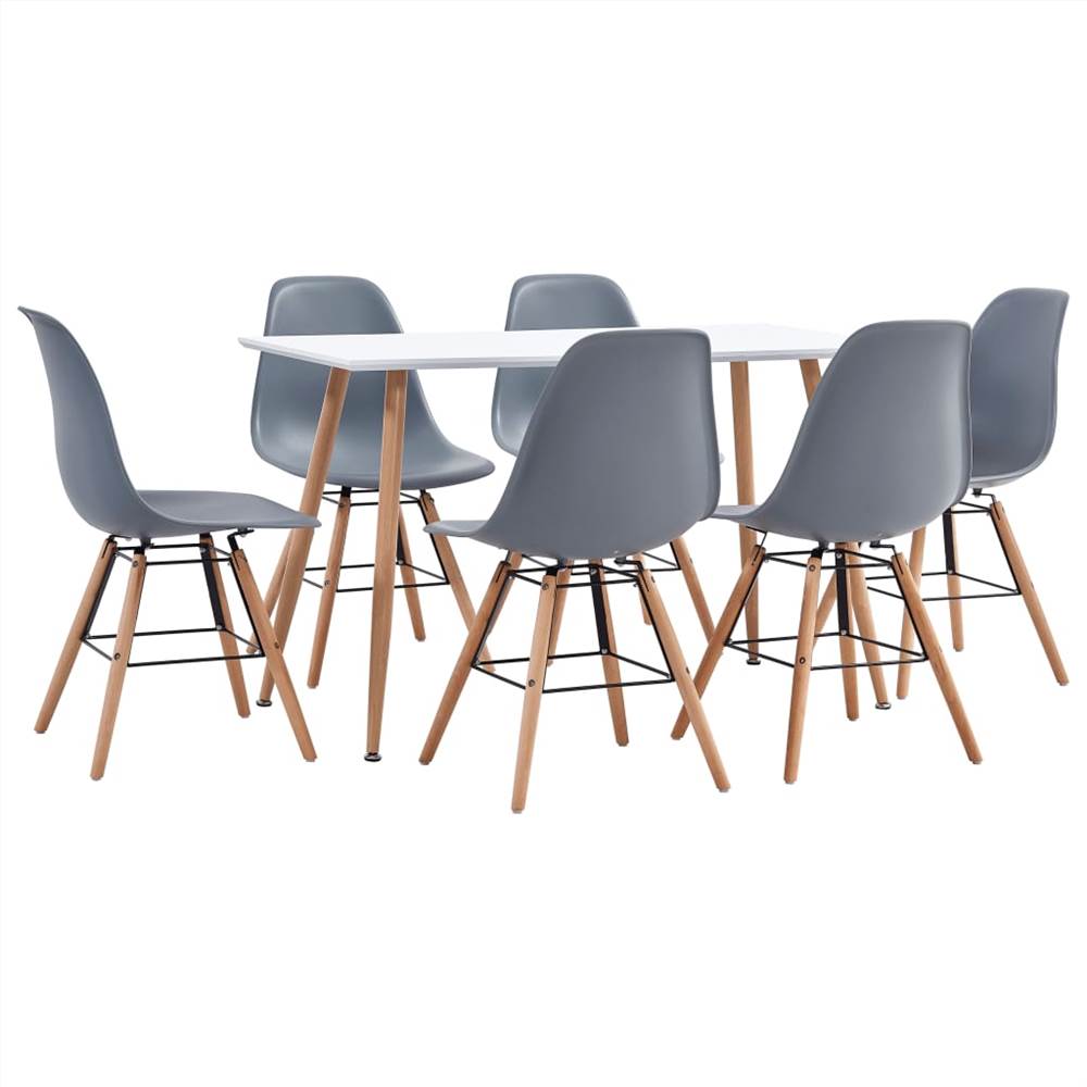 

7 Piece Dining Set Plastic Grey