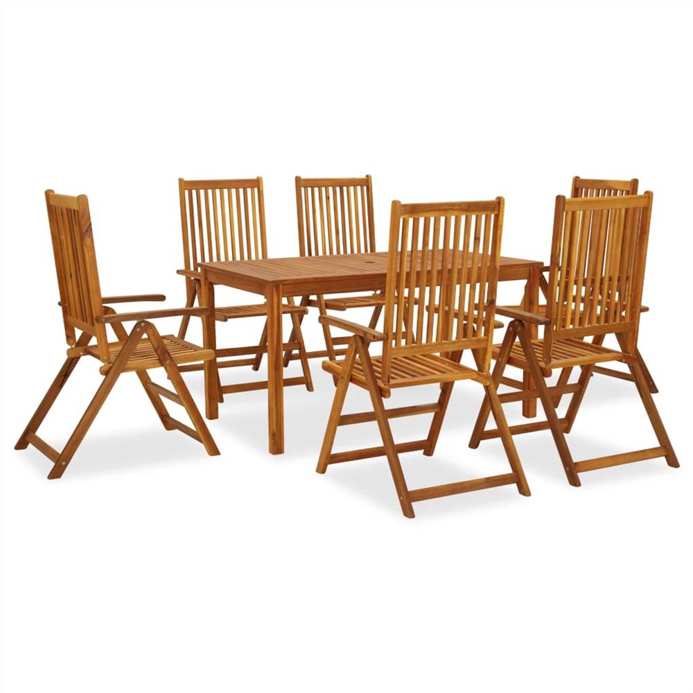 

7 Piece Outdoor Dining Set Solid Acacia Wood