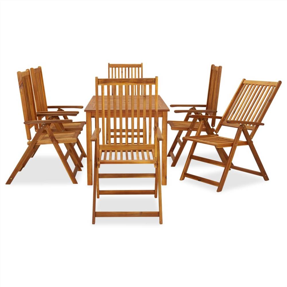 7 Piece Outdoor Dining Set Solid Acacia Wood