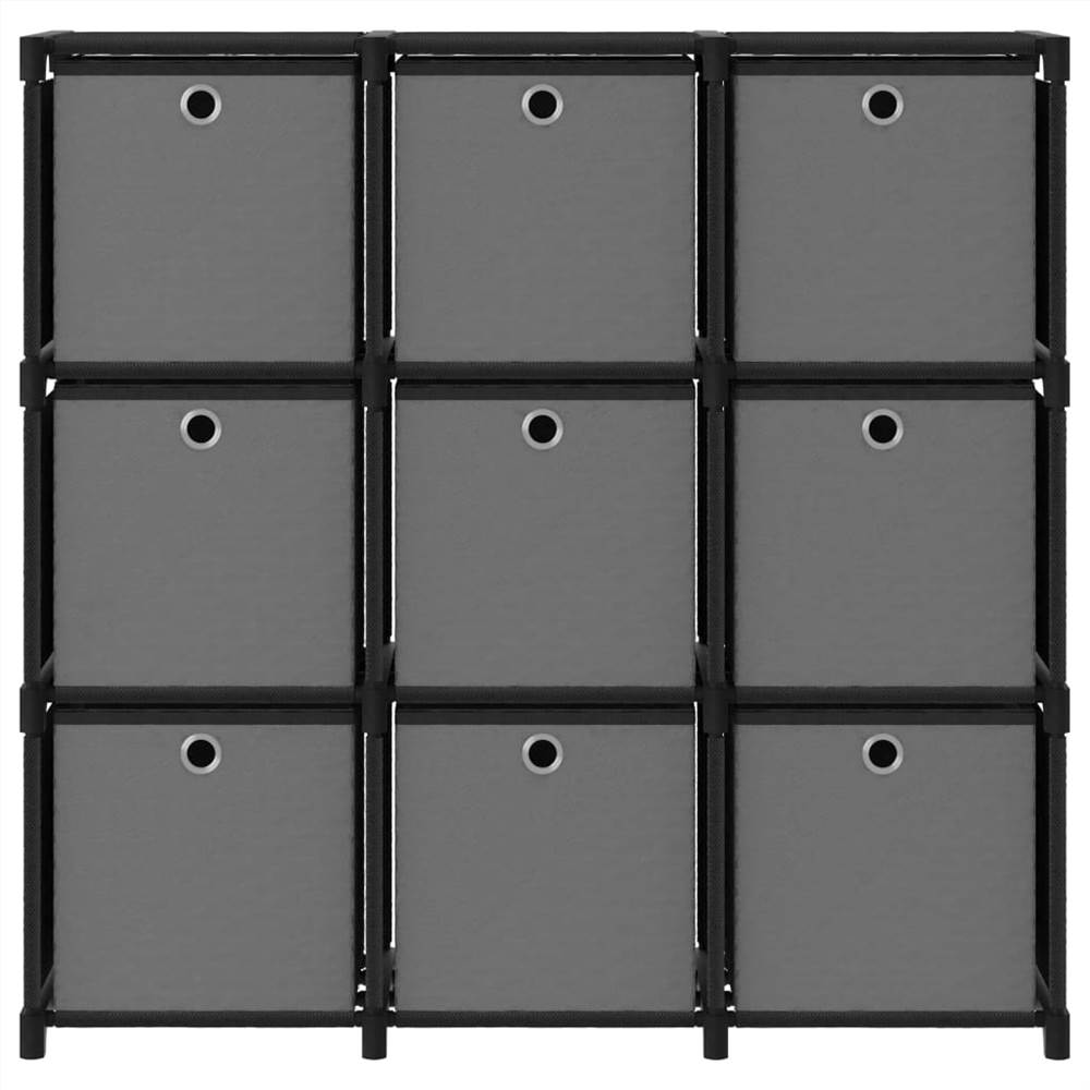 9-Cube Display Shelf with Boxes Black 103x30x107.5 cm Fabric
