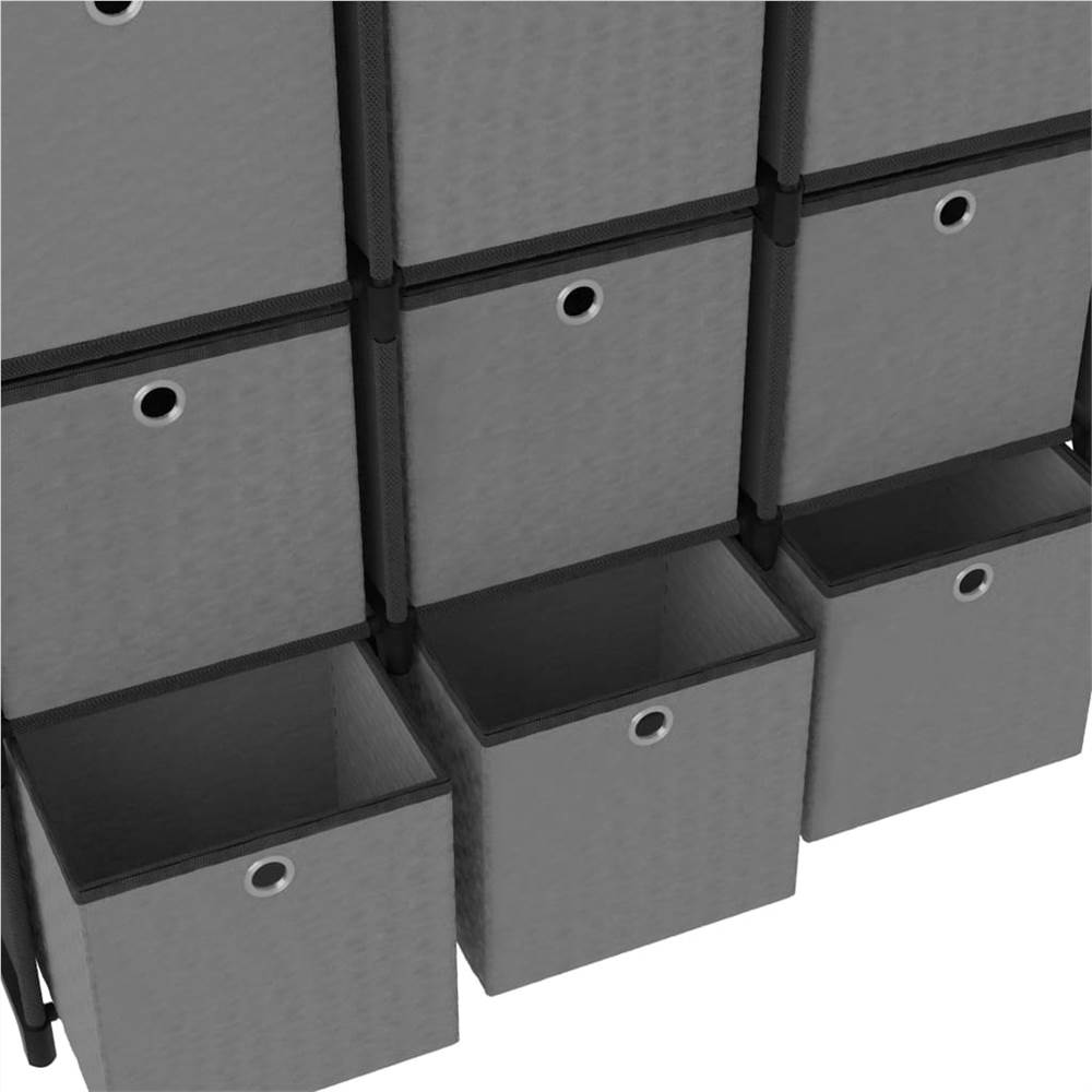 9-Cube Display Shelf with Boxes Black 103x30x107.5 cm Fabric