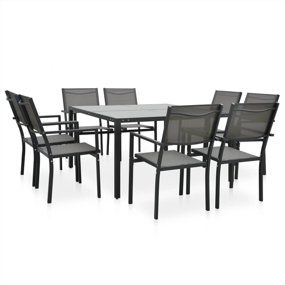

9 Piece Outdoor Dining Set Steel Dark Grey