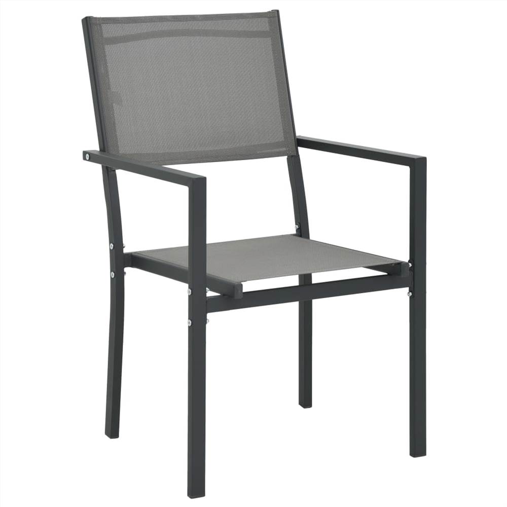 9 Piece Outdoor Dining Set Steel Dark Grey