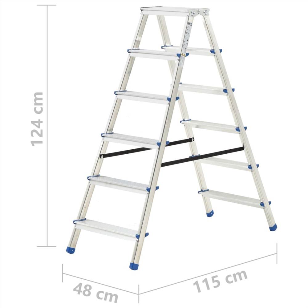 Aluminium Double-Sided Step Ladder 6 Steps 136 cm