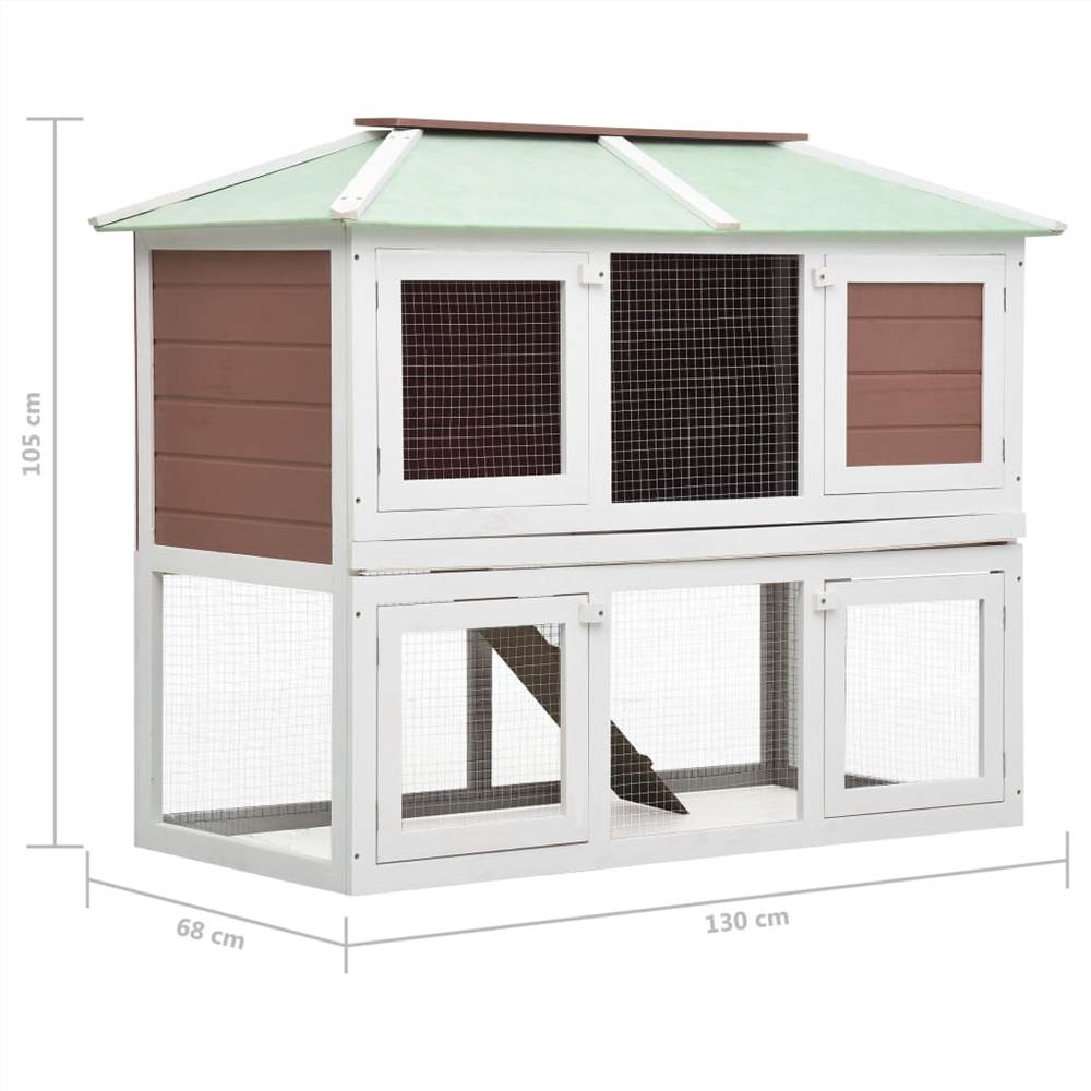 Animal Rabbit Cage Double Floor Brown Wood