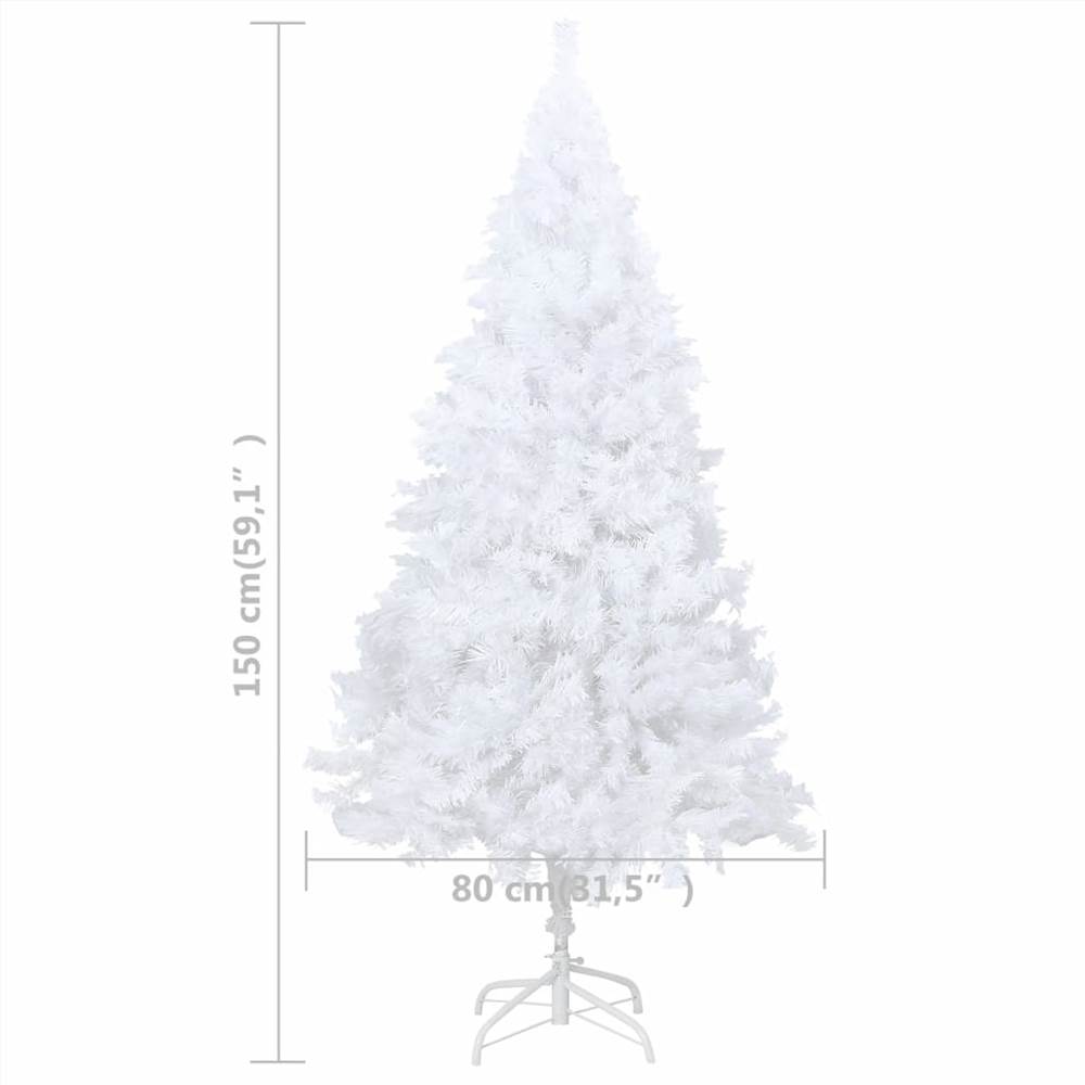Artificial Christmas Tree with Thick Branches White 150 cm PVC
