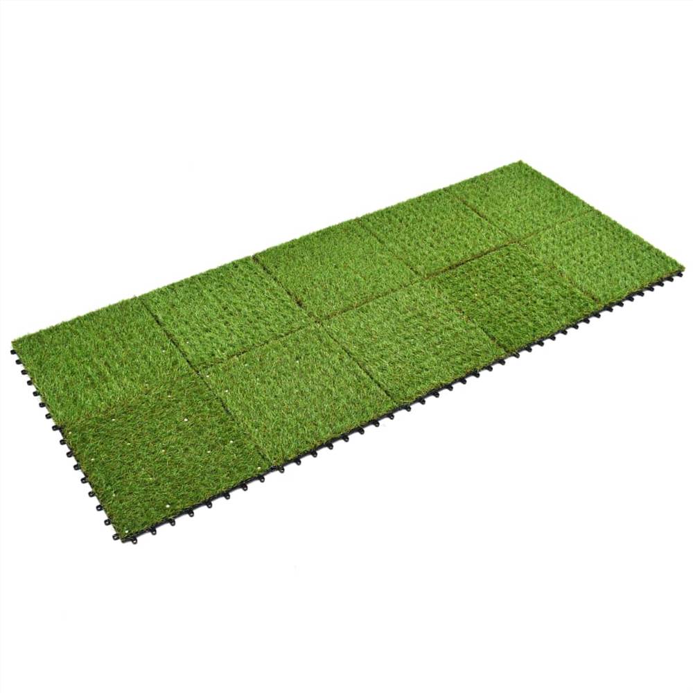 Artificial Grass Tiles 10 pcs 30x30 cm Green