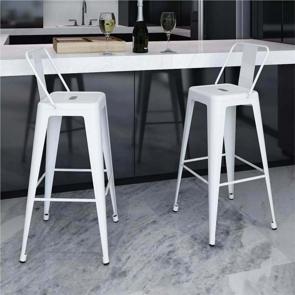 

Bar Stools 2 pcs White Steel