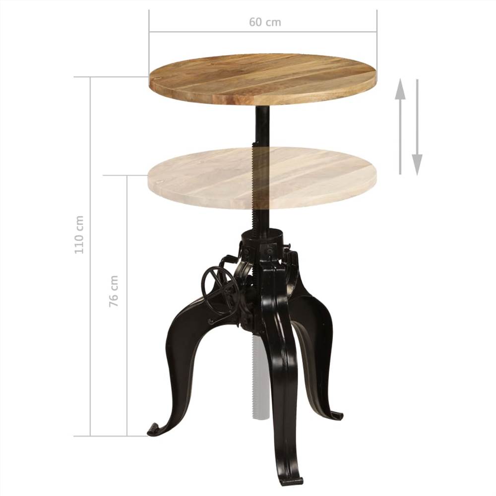 Bar Table Solid Mango Wood 60x(76-110) cm