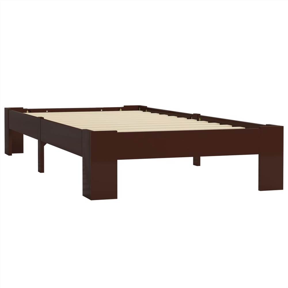 Bed Frame Dark Brown Solid Pine Wood 90x200 cm