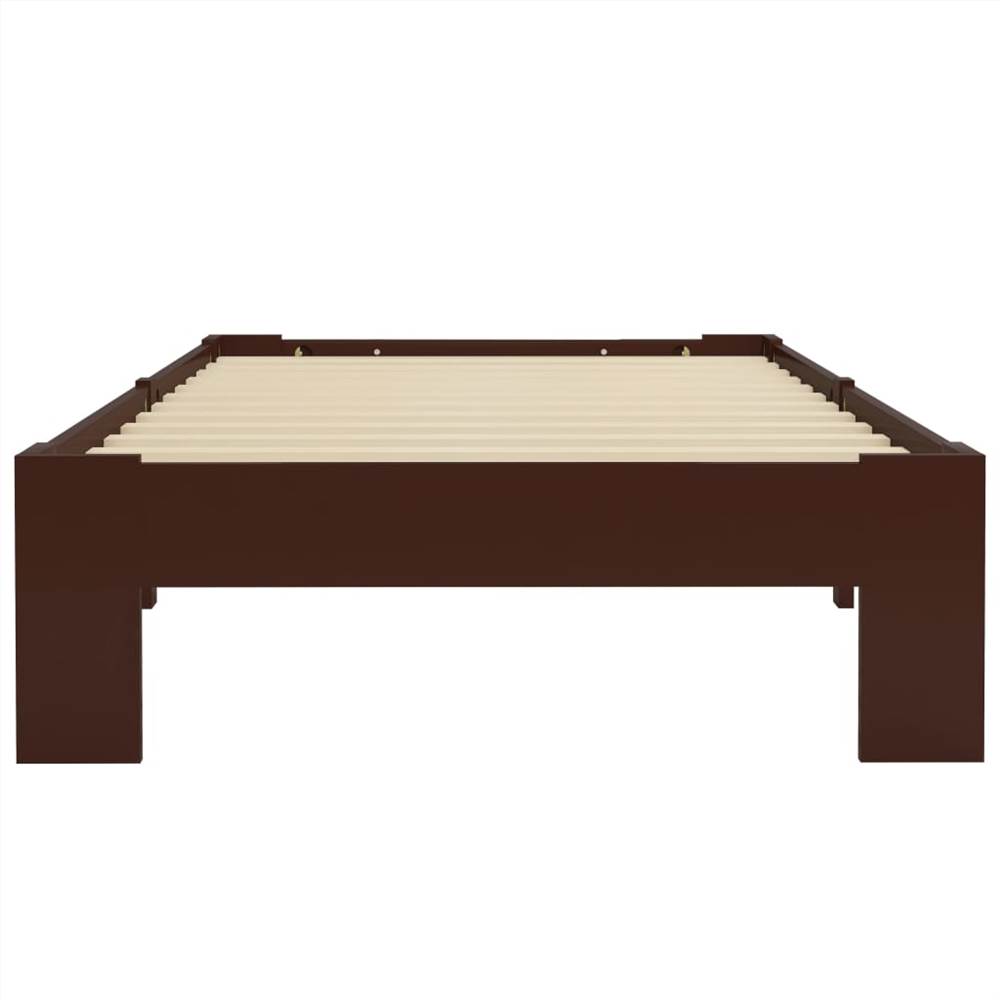 Bed Frame Dark Brown Solid Pine Wood 90x200 cm