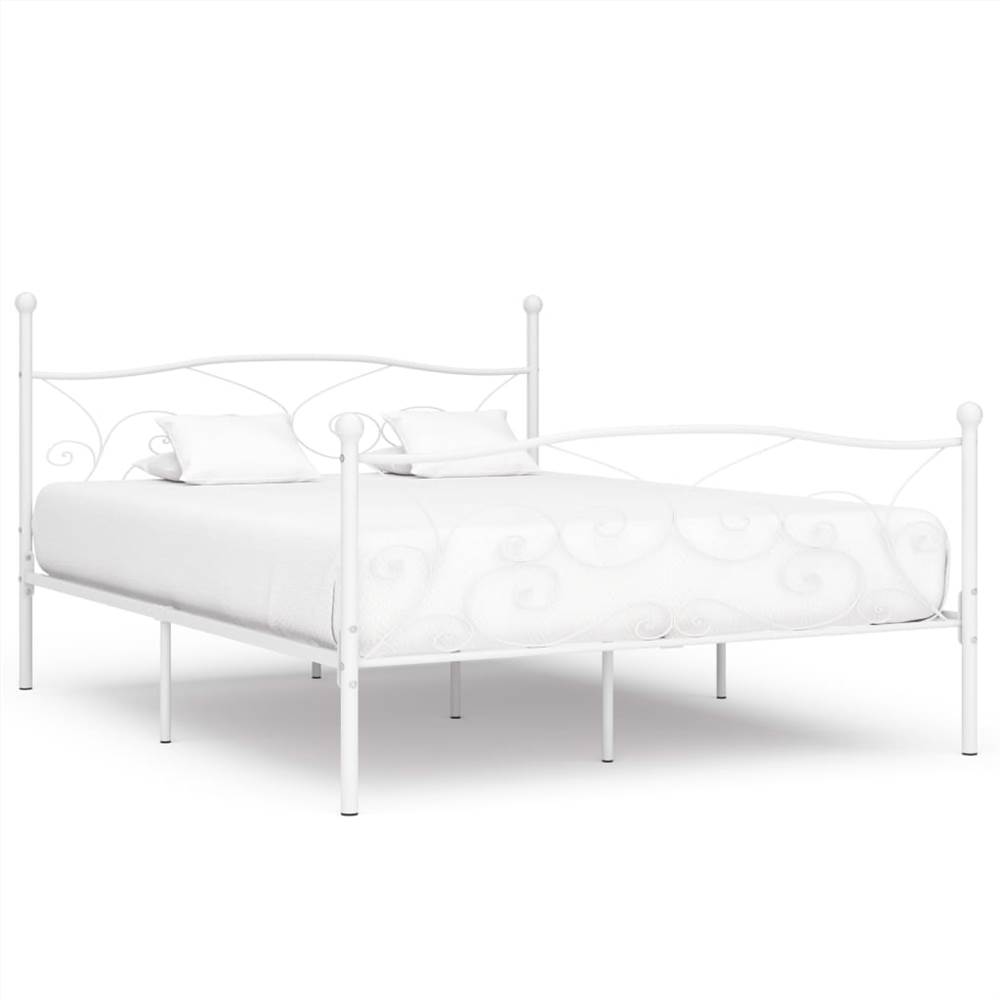Bed Frame with Slatted Base White Metal 180x200 cm