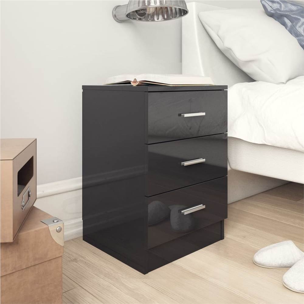 

Bedside Cabinets 2 pcs High Gloss Black 38x35x56 cm Chipboard