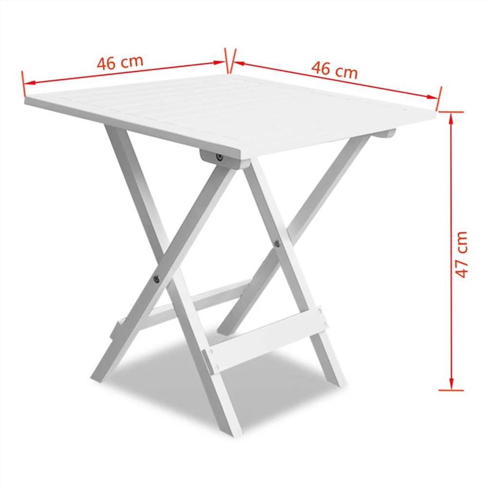 Bistro Table White 46x46x47 cm Solid Acacia Wood