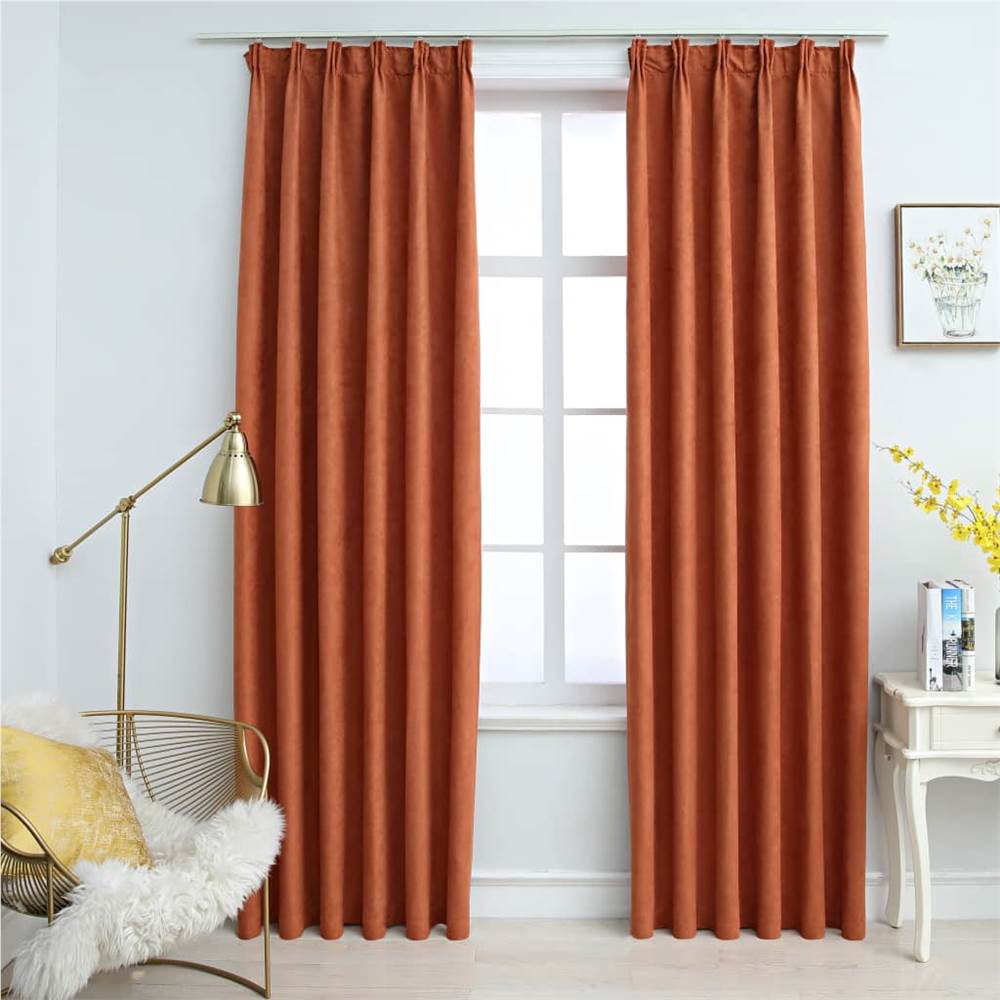 Blackout Curtains with Hooks Rust 140x245 cm, Other  - buy with discount