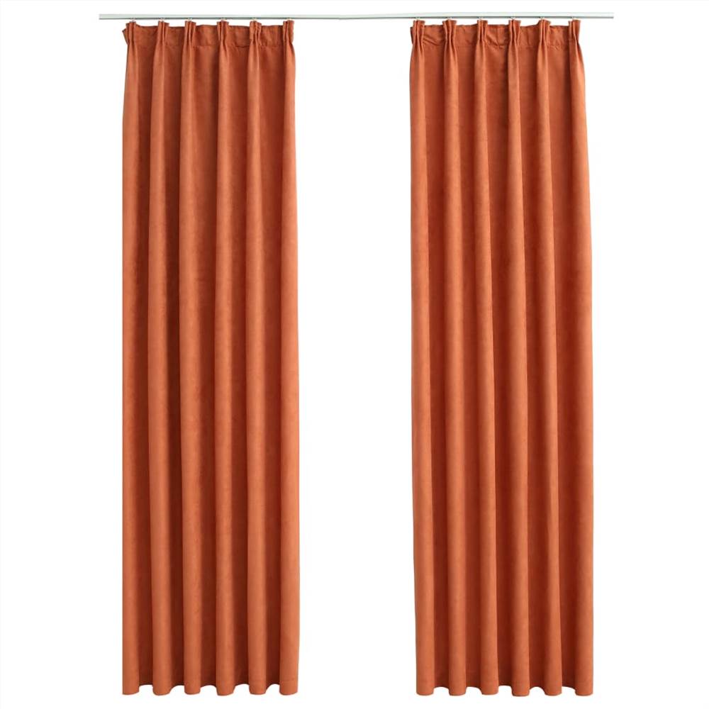 Blackout Curtains with Hooks 2 pcs Rust 140x245 cm