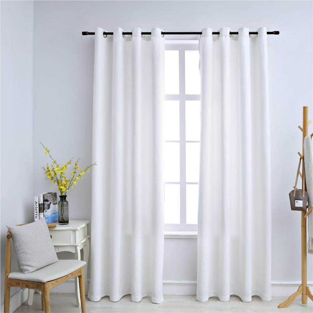 

Blackout Curtains with Metal Rings 2 pcs Off White 140x245 cm