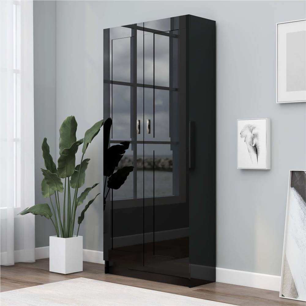 

Book Cabinet High Gloss Black 82.5x30.5x185.5 cm Chipboard