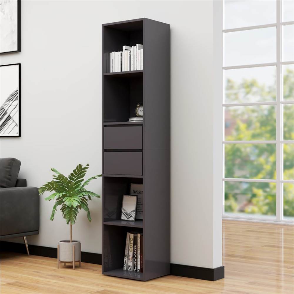 

Book Cabinet High Gloss Grey 36x30x171 cm Chipboard