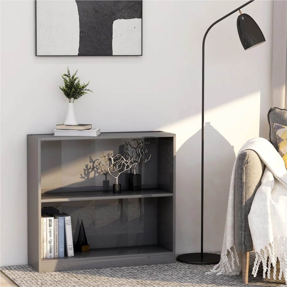 

Bookshelf High Gloss Grey 80x24x75 cm Chipboard