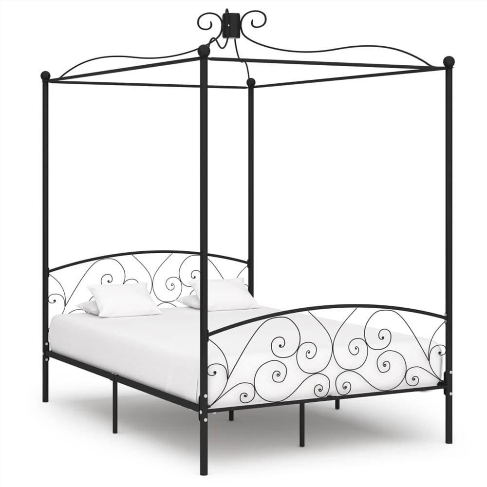 Canopy Bed Frame Black Metal 120x200 Cm, Canopy Bed Frame