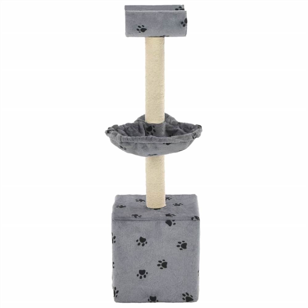 Cat Tree with Sisal Scratching Posts 105 cm Paw Prints Grey