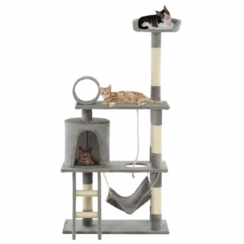 Cat Tree with Sisal Scratching Posts 140 cm Grey