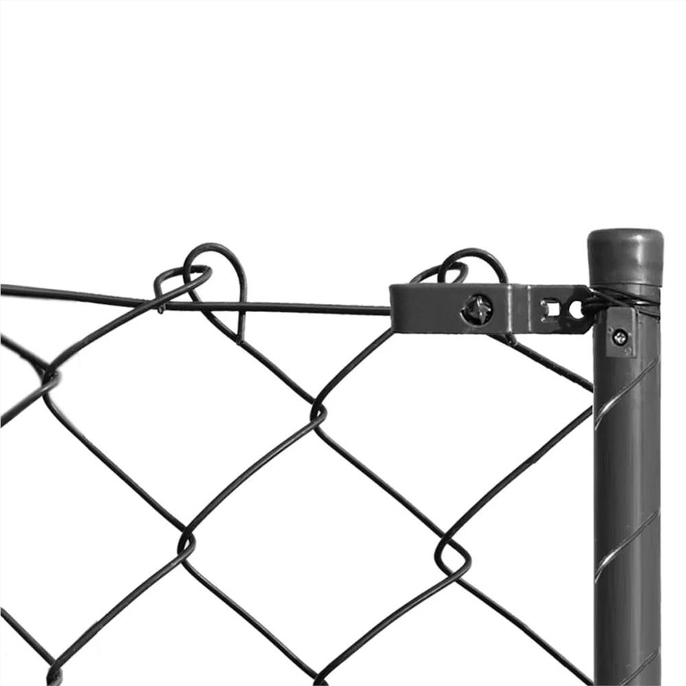 Chain Link Fence with Posts and Hardware 1,5x25 m Grey