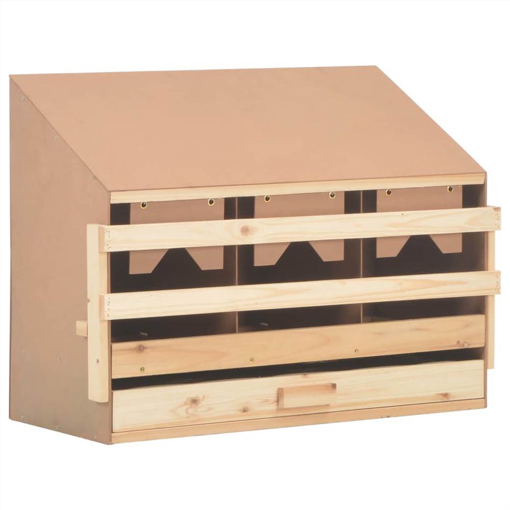 Chicken Laying Nest 3 Compartments 72x33x54 cm Solid Pine Wood
