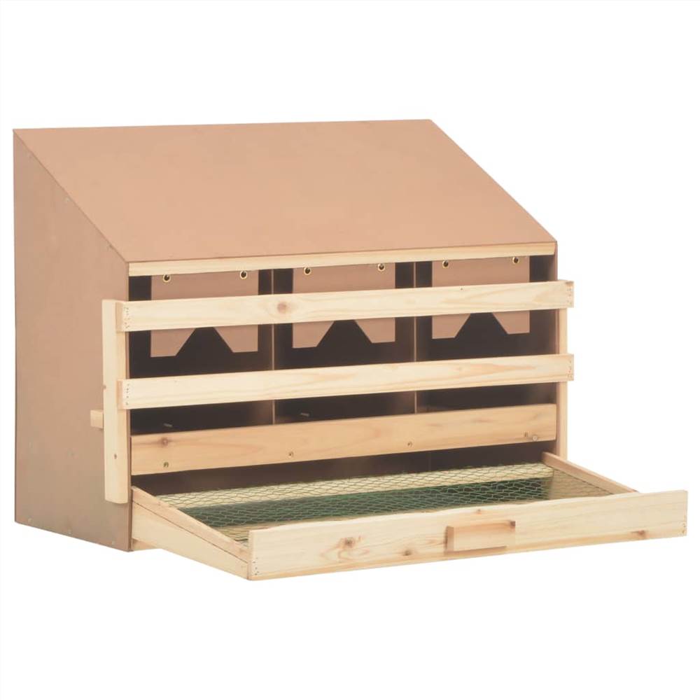 Chicken Laying Nest 3 Compartments 72x33x54 cm Solid Pine Wood