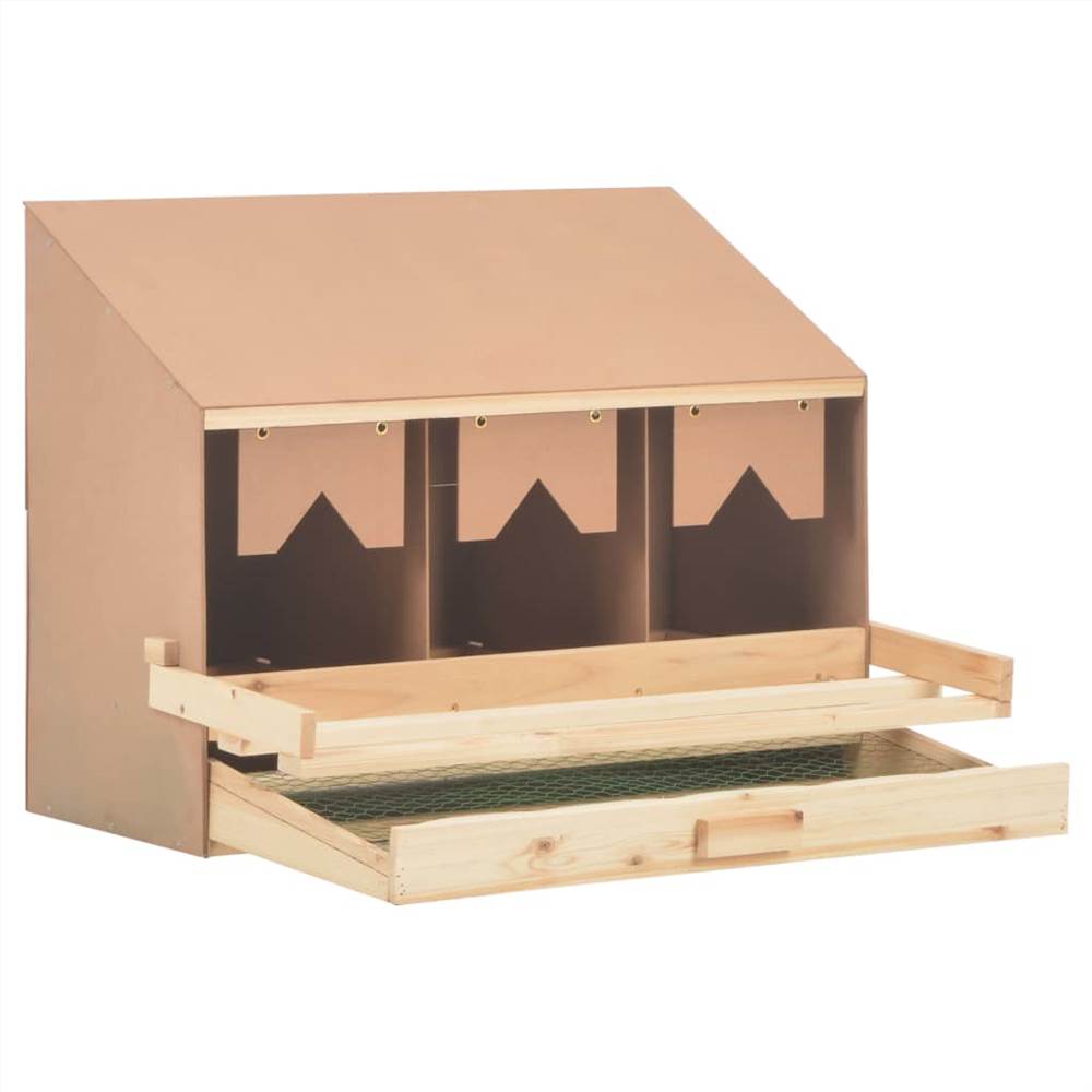 Chicken Laying Nest 3 Compartments 72x33x54 cm Solid Pine Wood