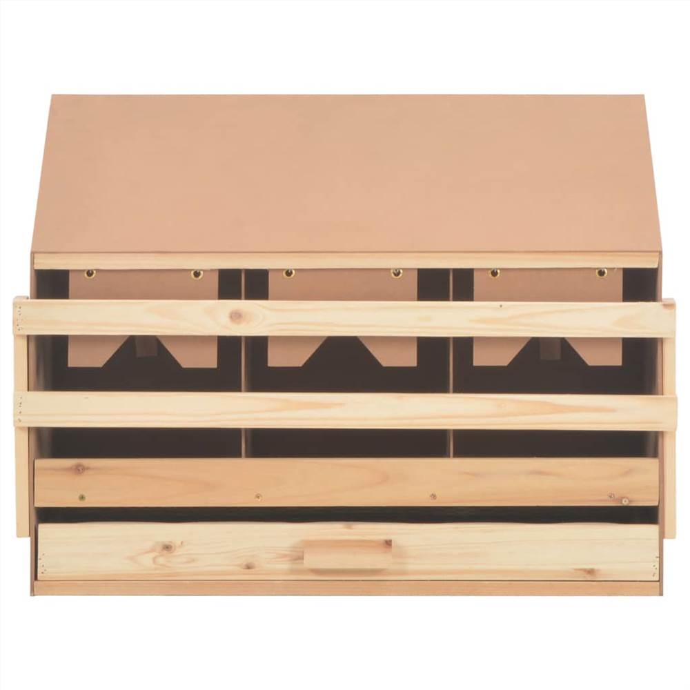 Chicken Laying Nest 3 Compartments 72x33x54 cm Solid Pine Wood