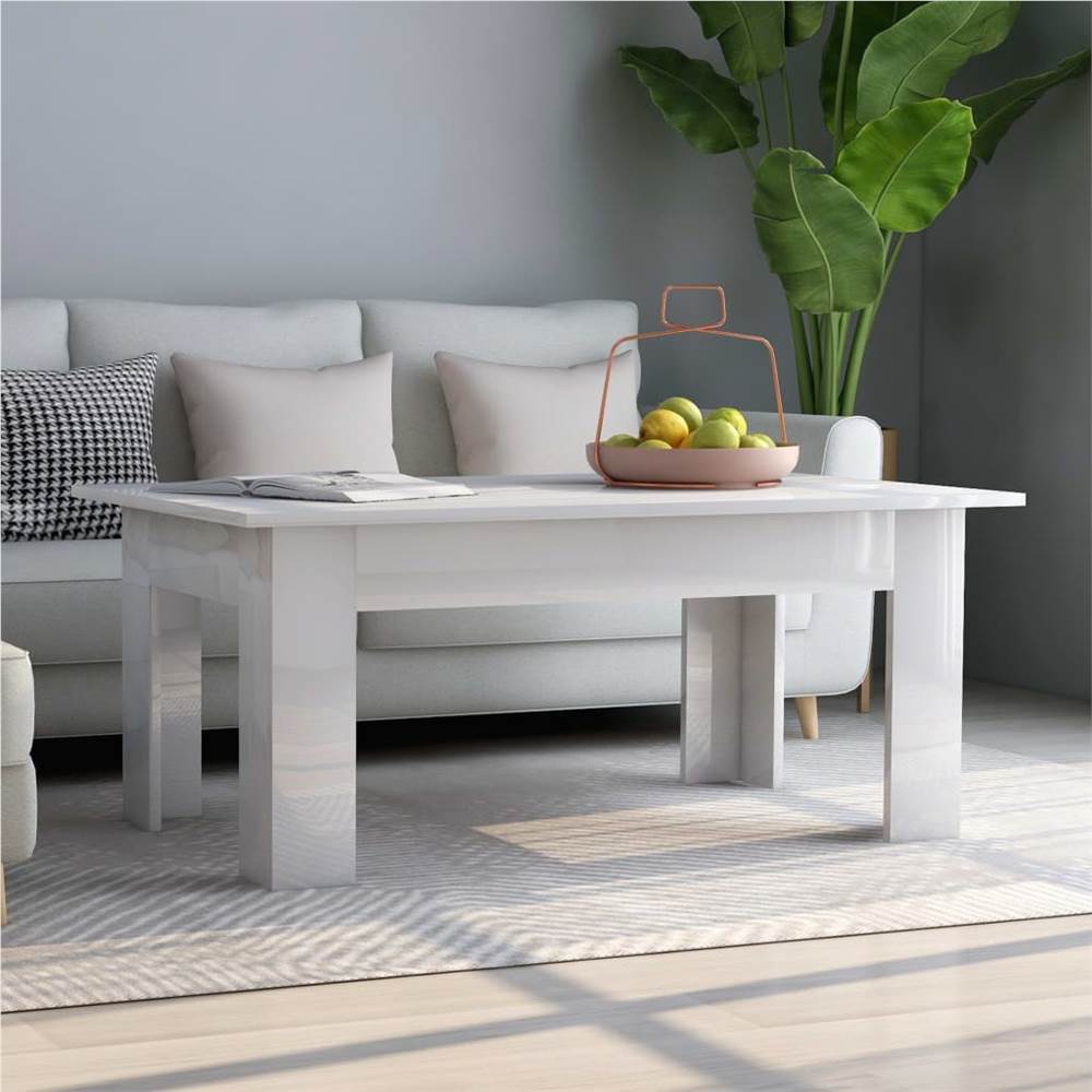 

Coffee Table High Gloss White 100x60x42 cm Chipboard