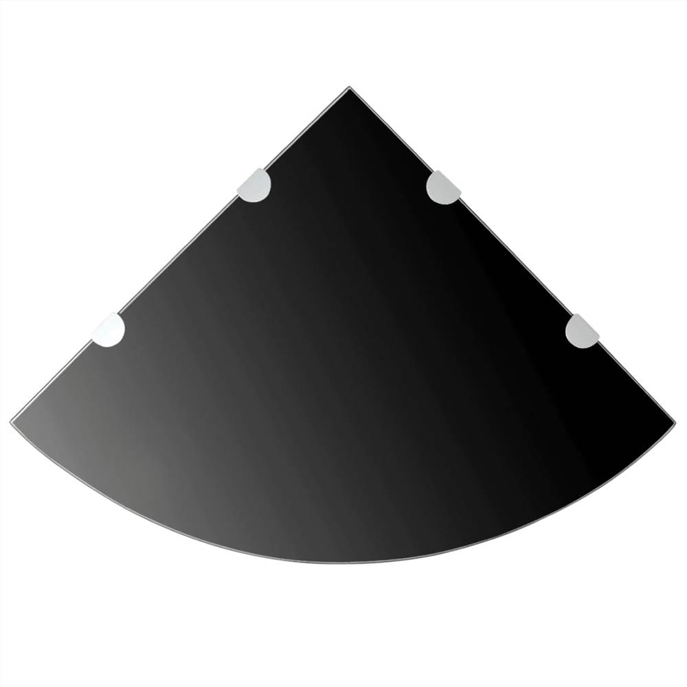 Etagère d'angle avec supports chromés en verre noir 45x45 cm