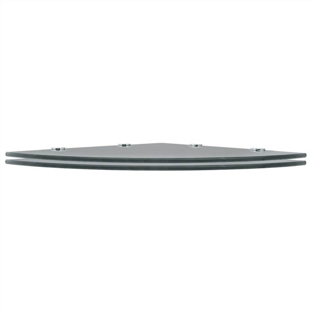 Corner Shelves 2 pcs with Chrome Supports Glass Black 45x45 cm