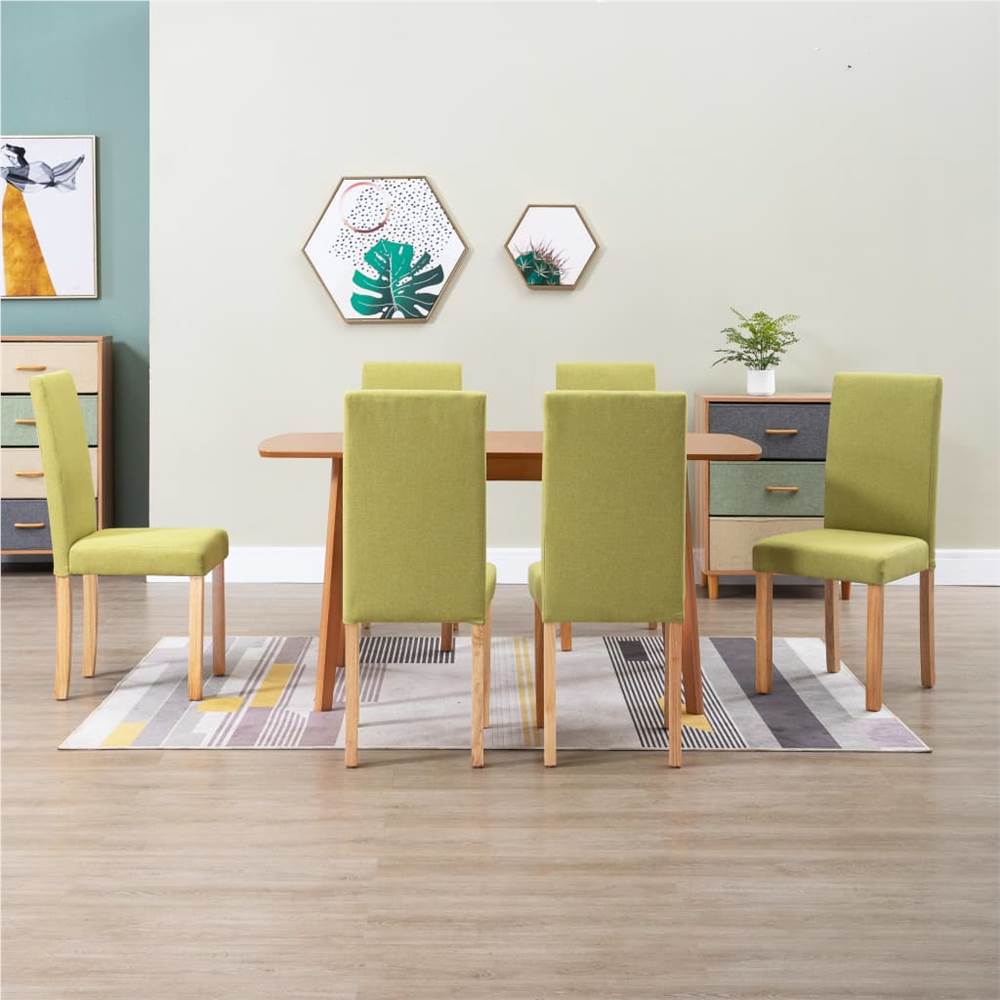 

Dining Chairs 6 pcs Green Fabric
