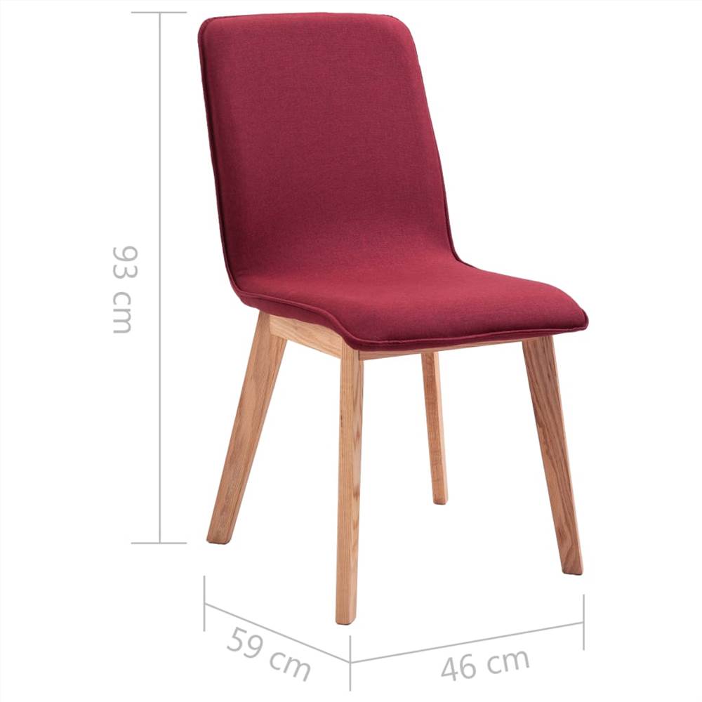 Dining Chairs 6 pcs Red Fabric and Solid Oak Wood