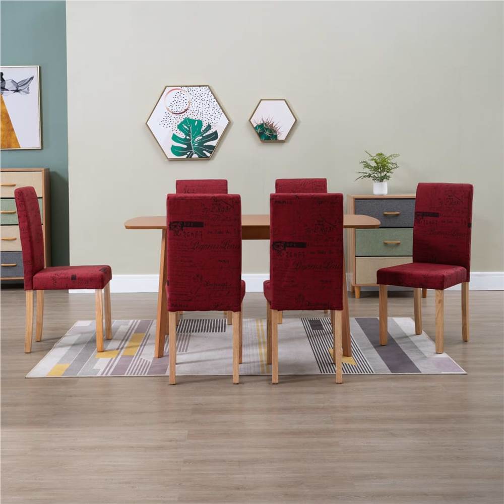 

Dining Chairs 6 pcs Wine Red Fabric